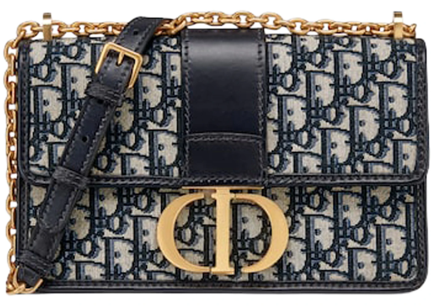 Dior 30 Montaigne Chain Bag Dior Oblique Jacquard Blue in Canvas