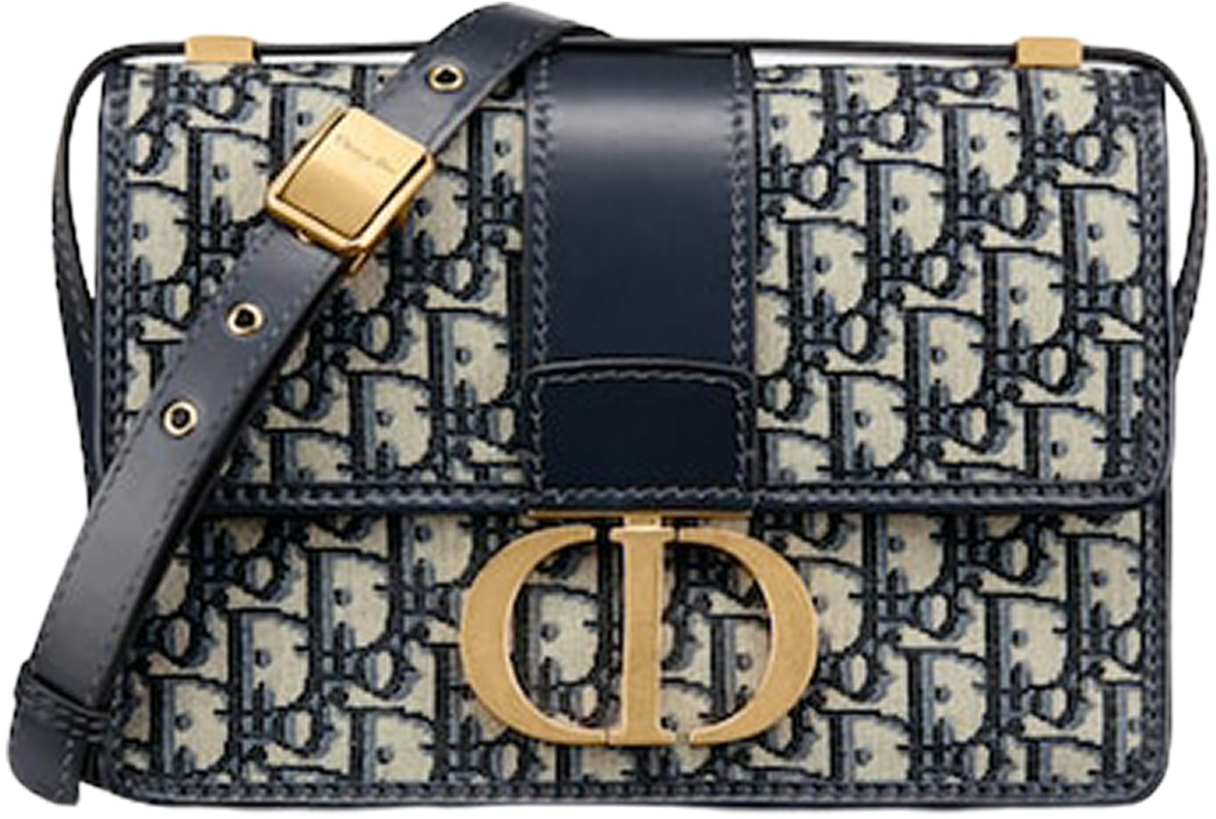 CHRISTIAN DIOR 30 Montaigne Oblique Jacquard Crossbody Bag Blue