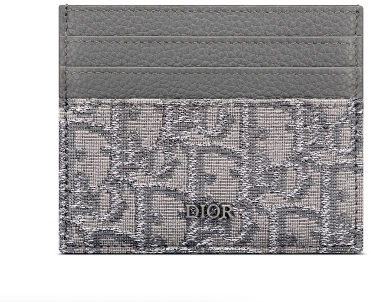 Dior Oblique Business Card Holder Jacquard Beige in Jacquard with  Silver-tone - US