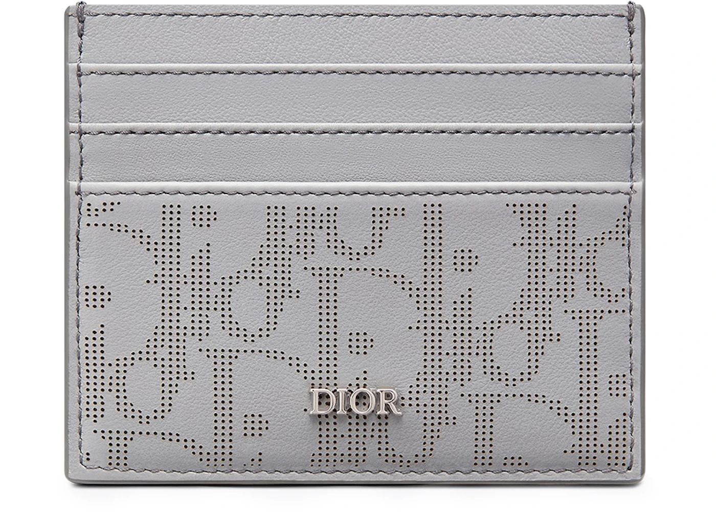 Dior (6-Slot) Card Holder Oblique Jacquard Gray in Leather with