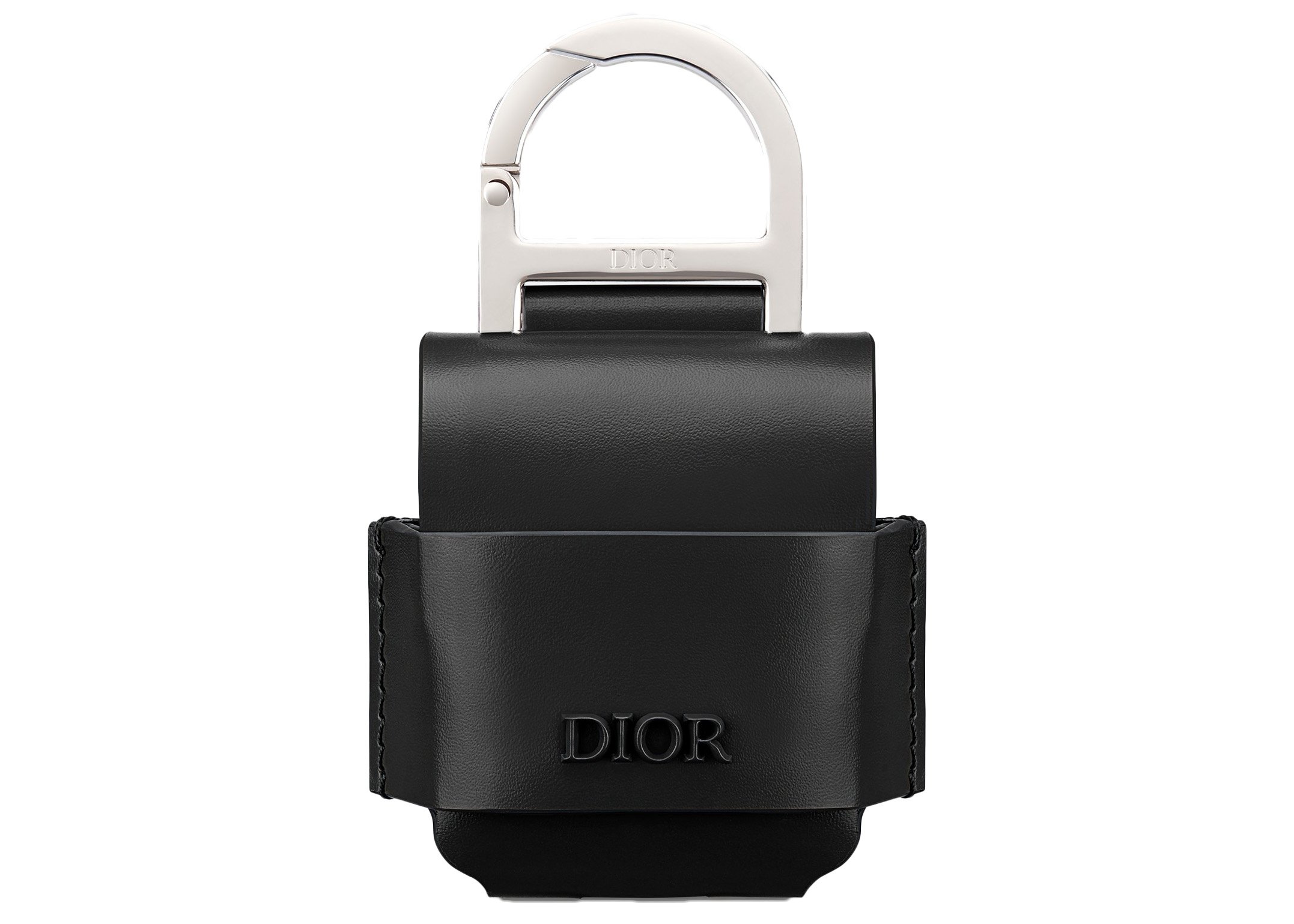 Dior Airpods Case Calfskin Black in Calfskin with Silver-tone - JP