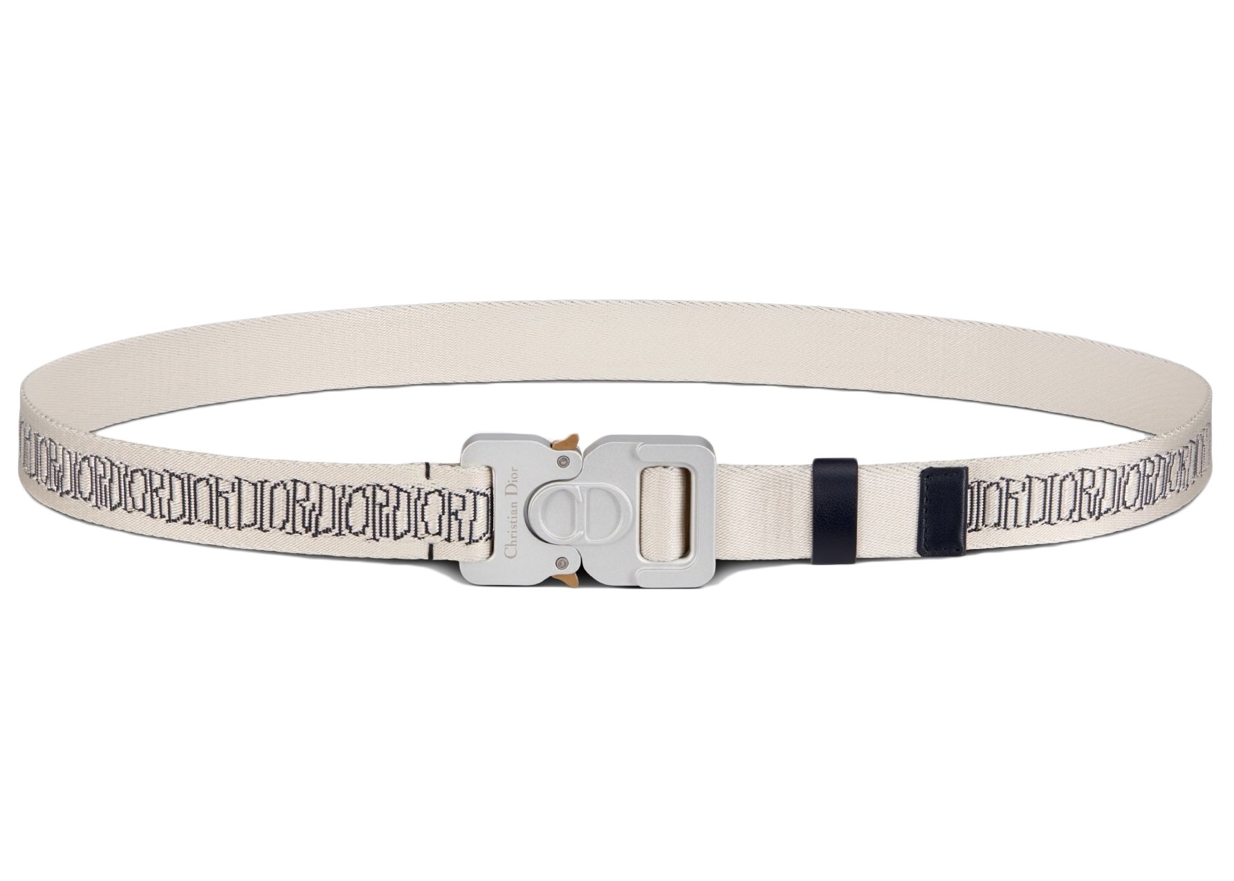 Dior And Shawn Belt 25 MM BeigeNavy Blue in Jacquard Canvas with Aluminum   US