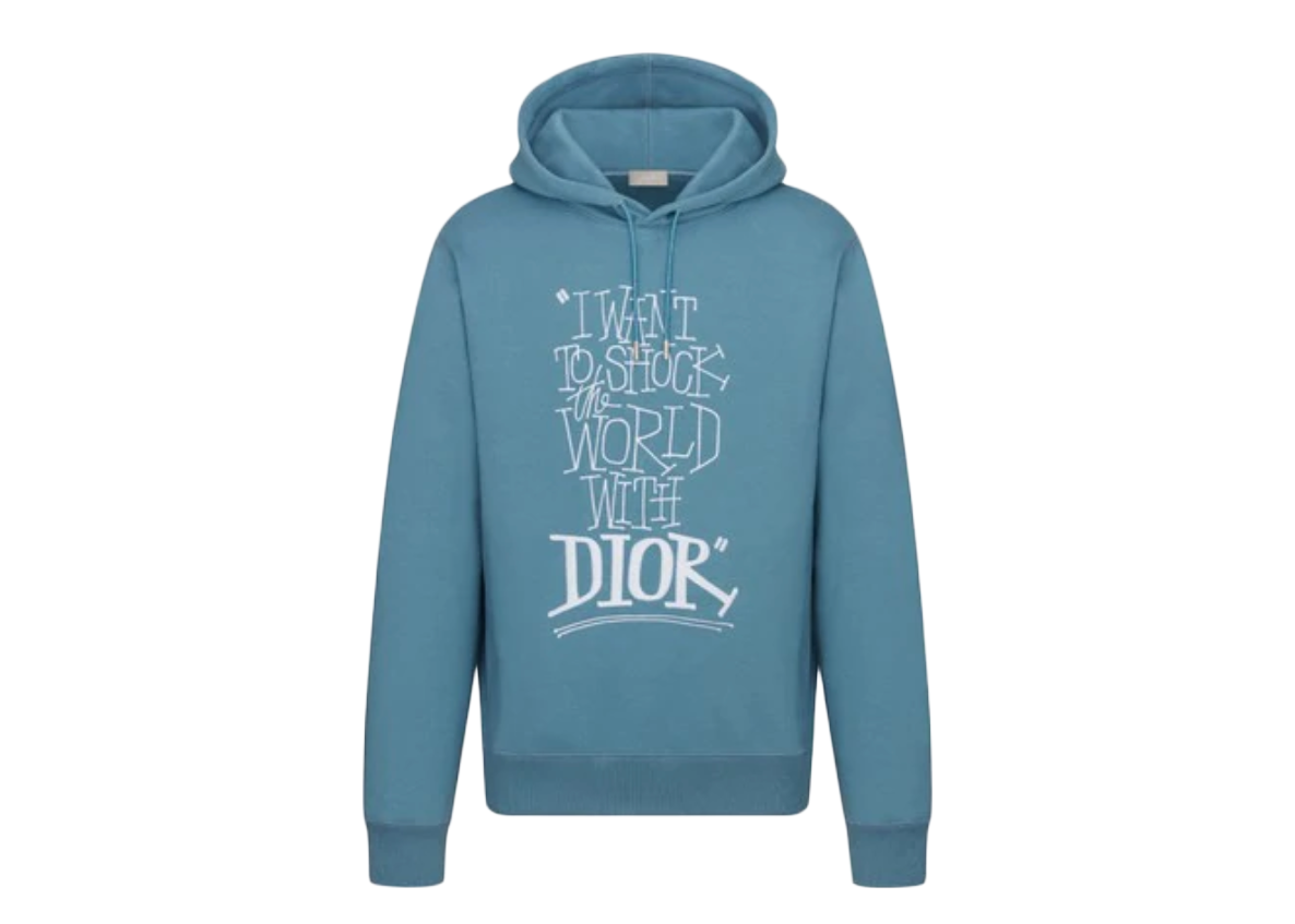 Kids Hooded Sweatshirt Light Blue and Ivory Dior Oblique DipDye Printed  Cotton Fleece  DIOR GR