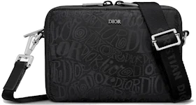 Dior And Shawn Pouch with Strap Nylon Jacquard Black