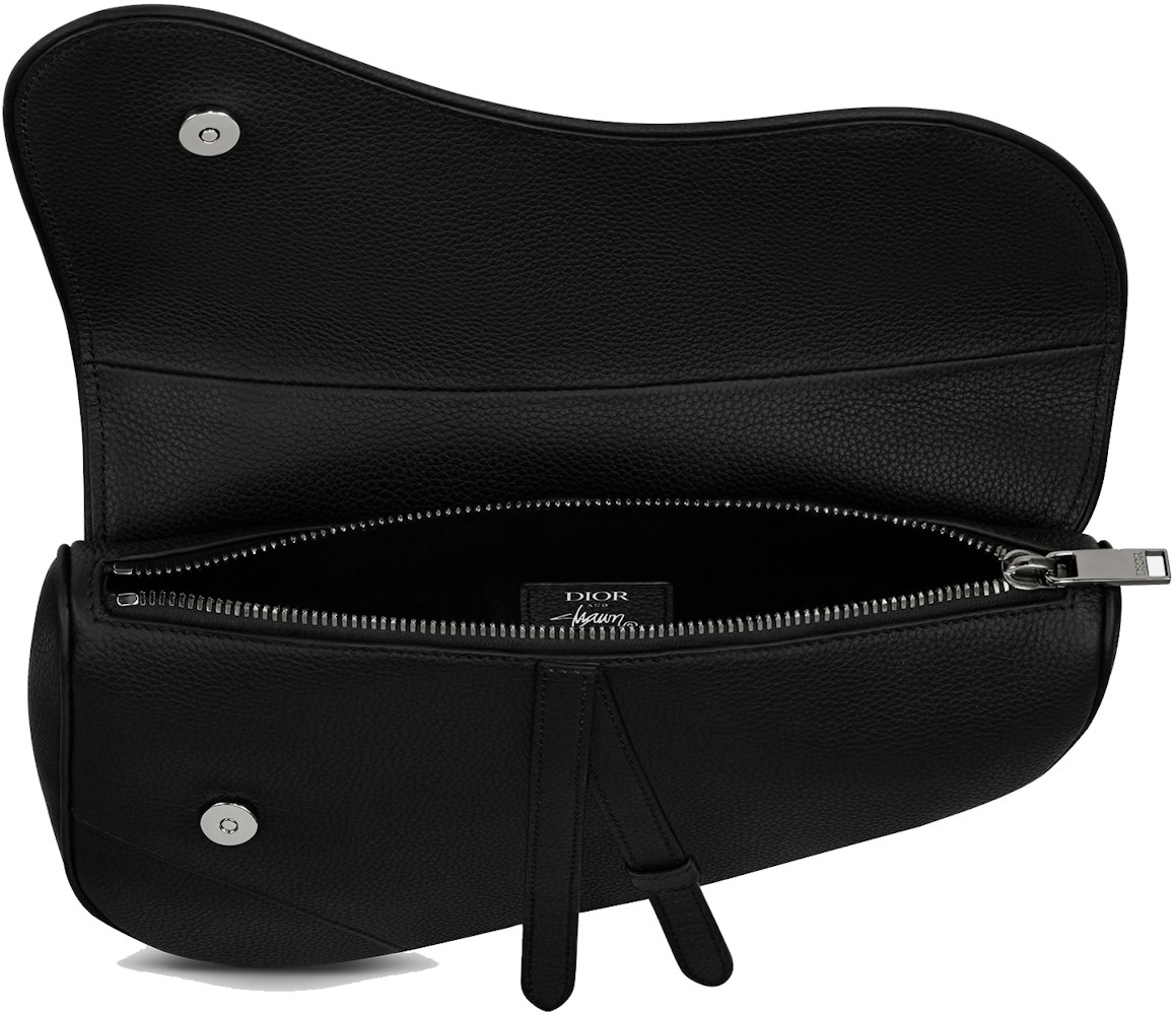 Dior And Shawn Saddle Bag Black in Grained Calfskin with Aluminum
