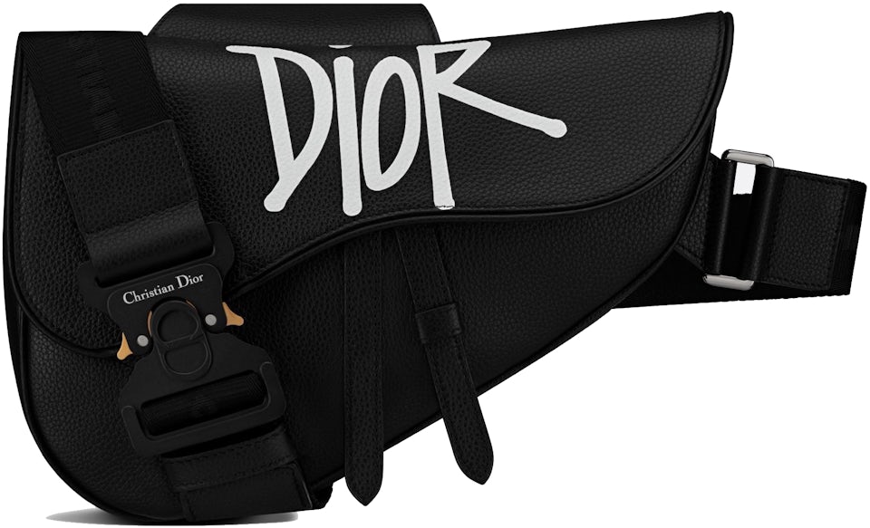 dior black saddle bag with strap