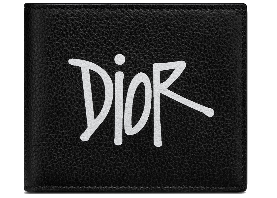 Dior And Shawn Wallet (8 Card Slot) Black in Grained Calfskin - US