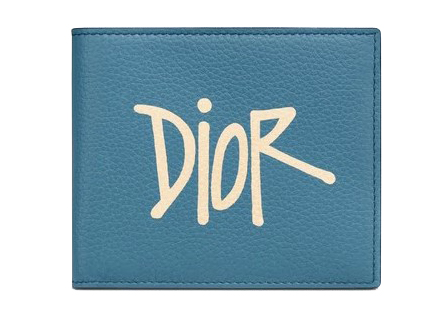 Dior And Shawn Wallet (8 Card Slot) Blue in Grained Calfskin - US