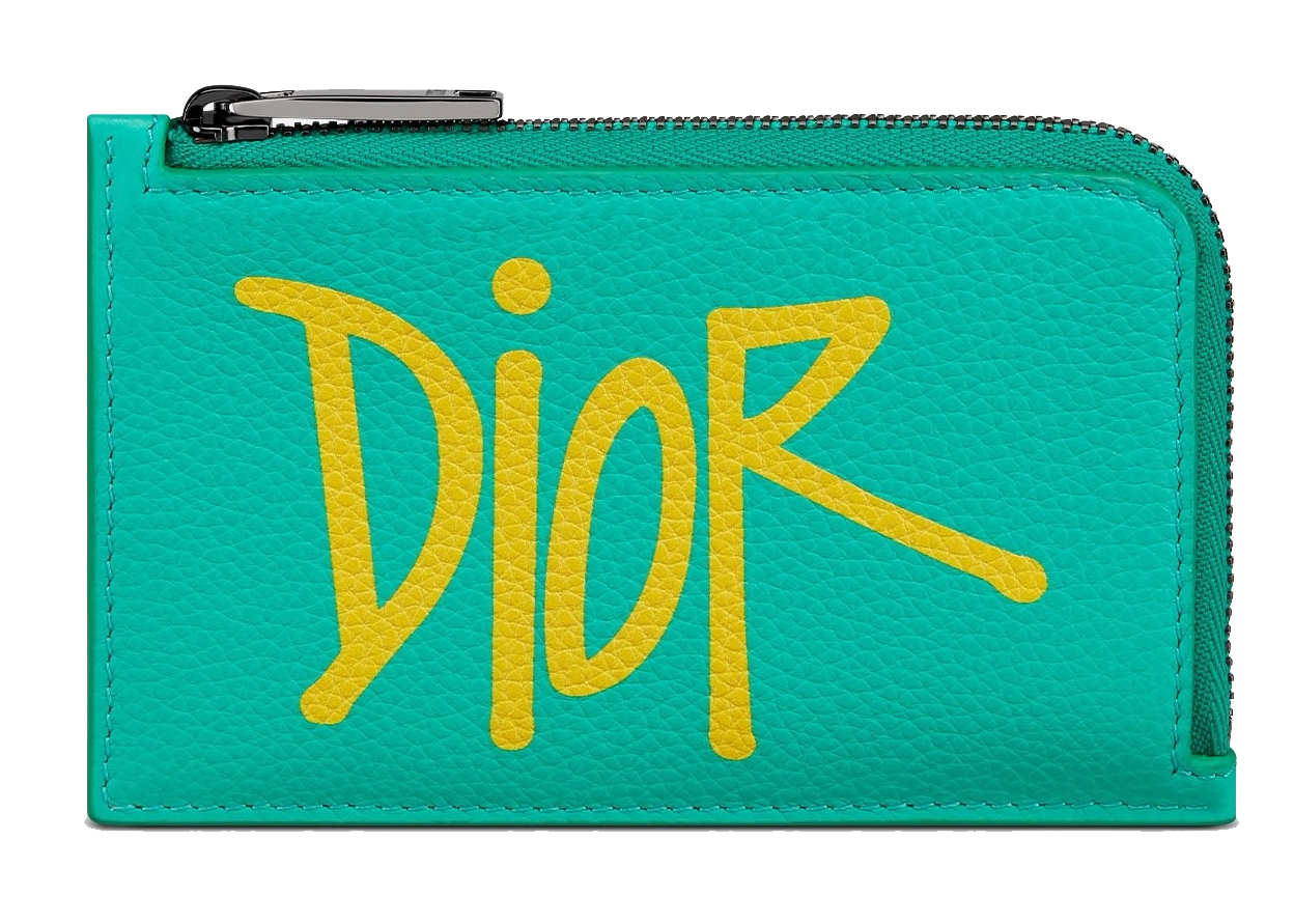 Dior And Shawn Zipped Card Holder (3 Card Slot) Green in Grained ...