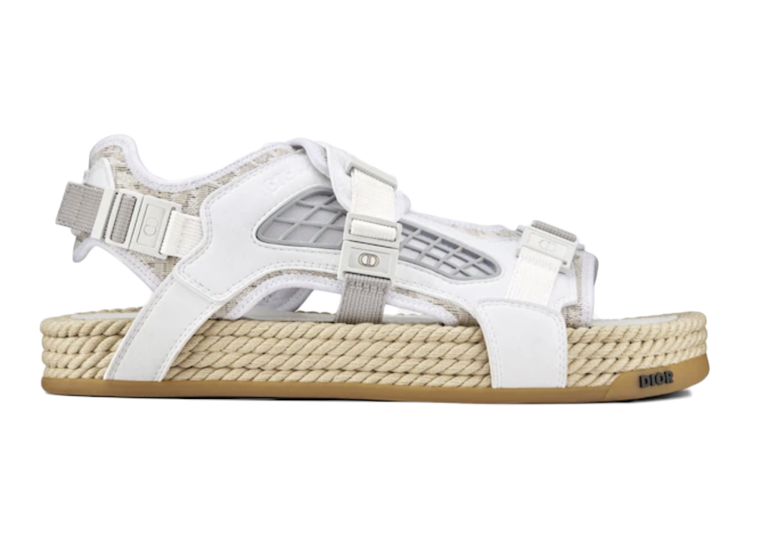 Pre-owned Dior Atlas Sandal White Suede In White/grey/beige