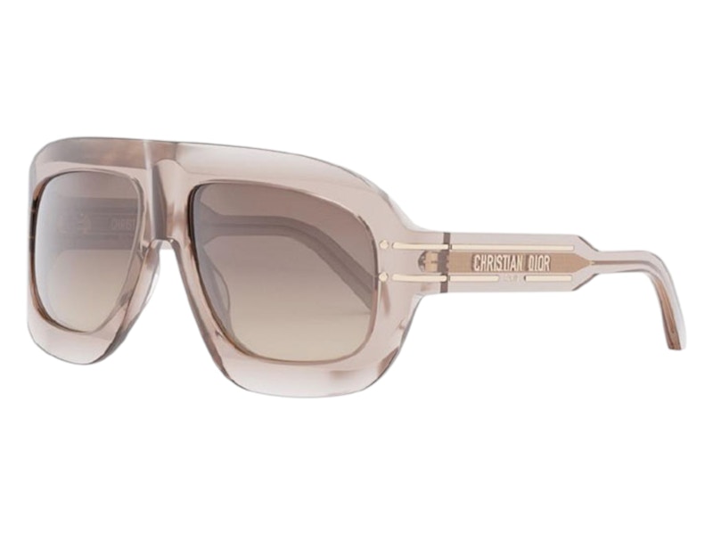 Pre-owned Dior Women's Aviator Sunglasses In Shiny Transparent Pink (signaturem1u 40f1)
