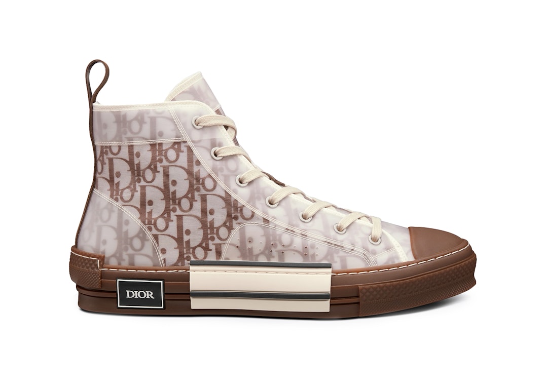 Pre-owned Dior B23 High Top Coffee White  Oblique In Coffee/white