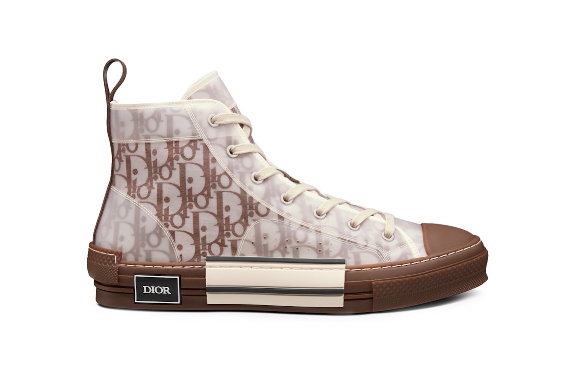 Pre-owned Dior B23 High Top Coffee White  Oblique In Coffee/white