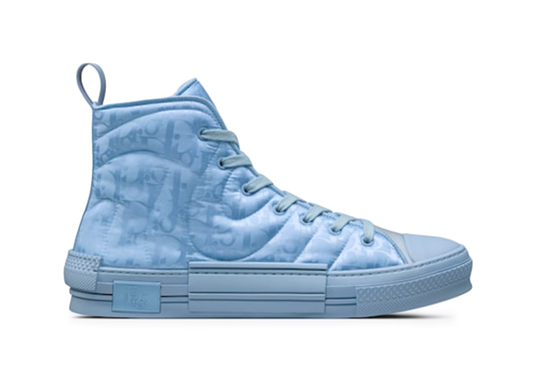 Pre-owned Dior B23 High Top Erl Blue  Oblique Mirage Quilted Technical Fabric With Swirl Motif In Blue/blue