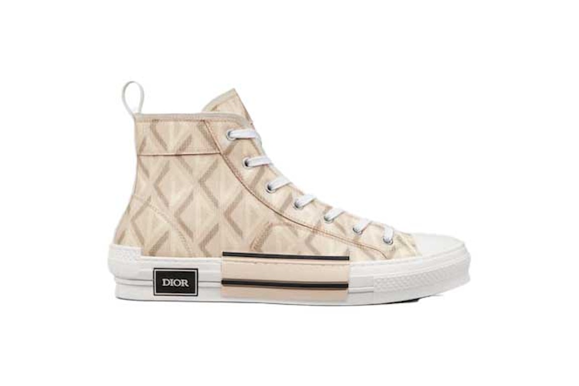 Pre-owned Dior B23 High Top Natural Cd Diamond In Beige/white