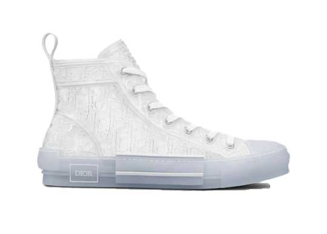 Pre-owned Dior B23 High Top White Raised Oblique