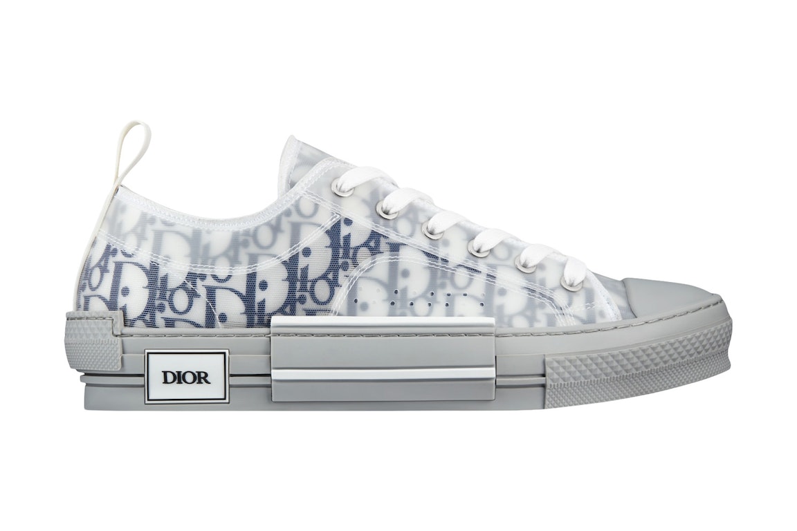 Pre-owned Dior B23 Low White Navy Oblique In White/navy/grey