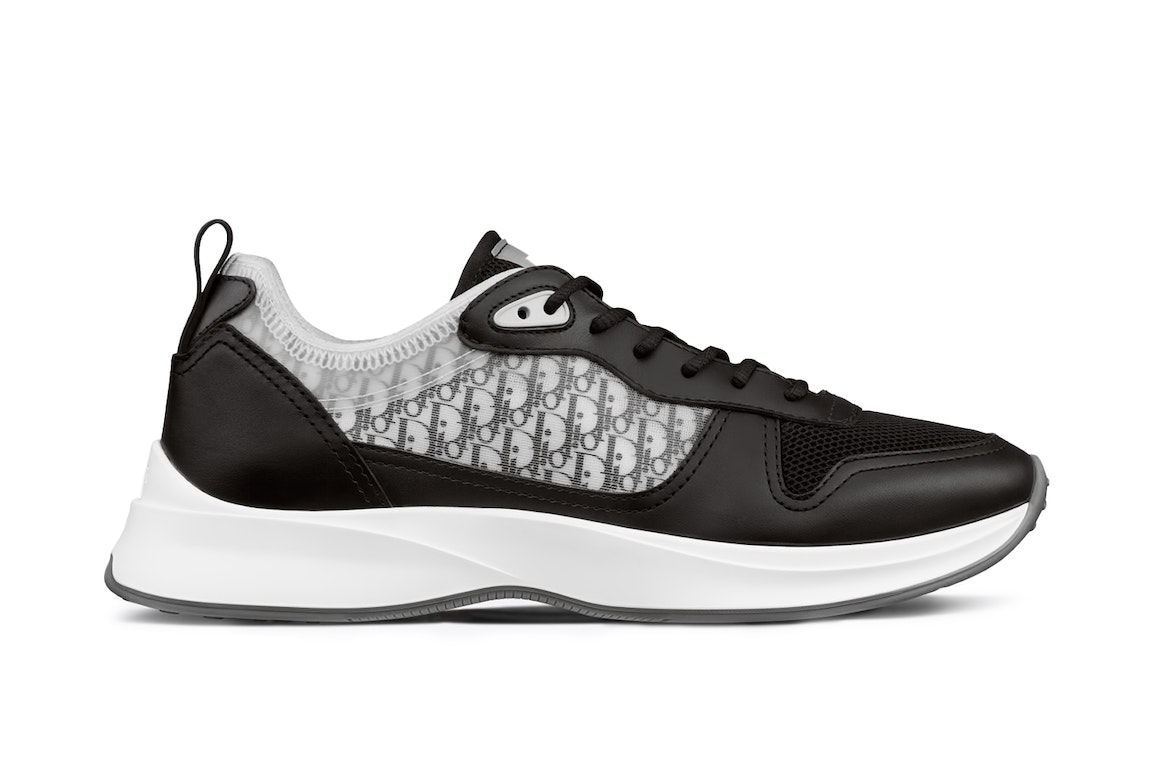 Pre-owned Dior B25 Runner Black Grey Oblique Leather In Black/gray/white