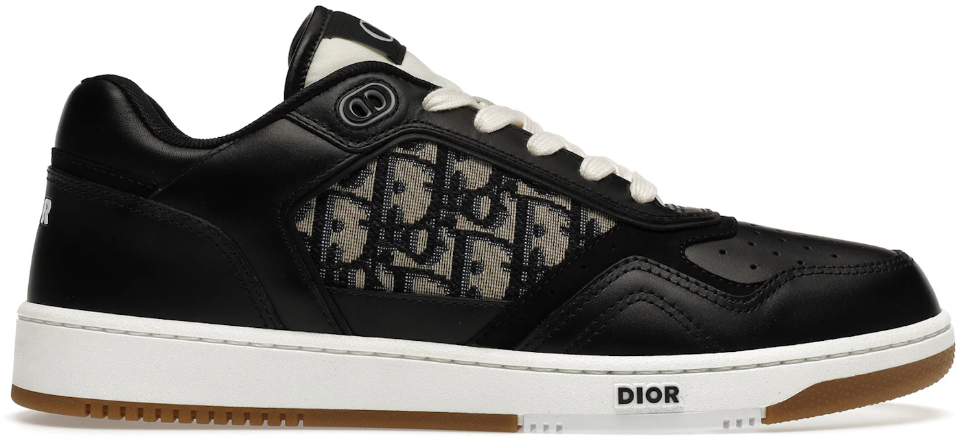 B27 Low-Top Sneaker Black Smooth Calfskin with Beige and Black Dior Oblique  Jacquard