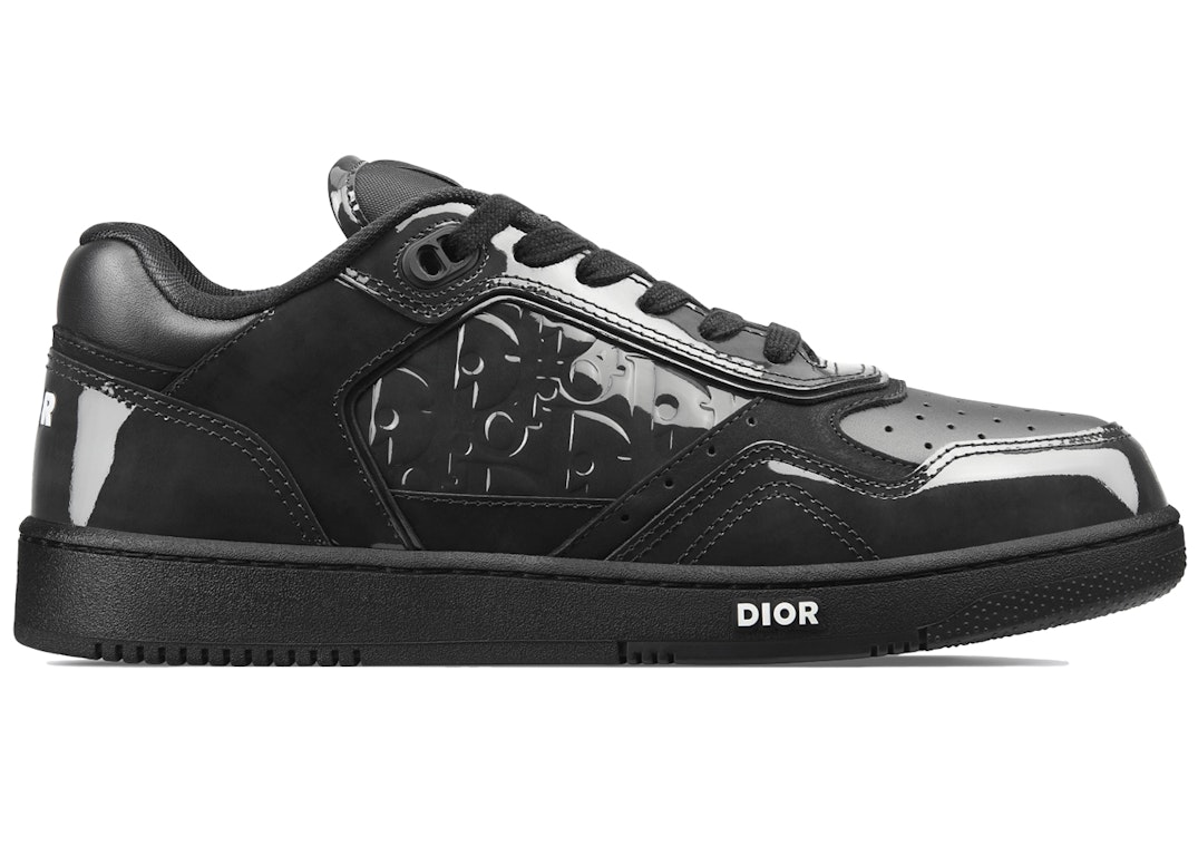 Pre-owned Dior B27 Low Black Patent  Oblique Gravity Embossed In Black Patent Calfskin/ Oblique Gravity Leather