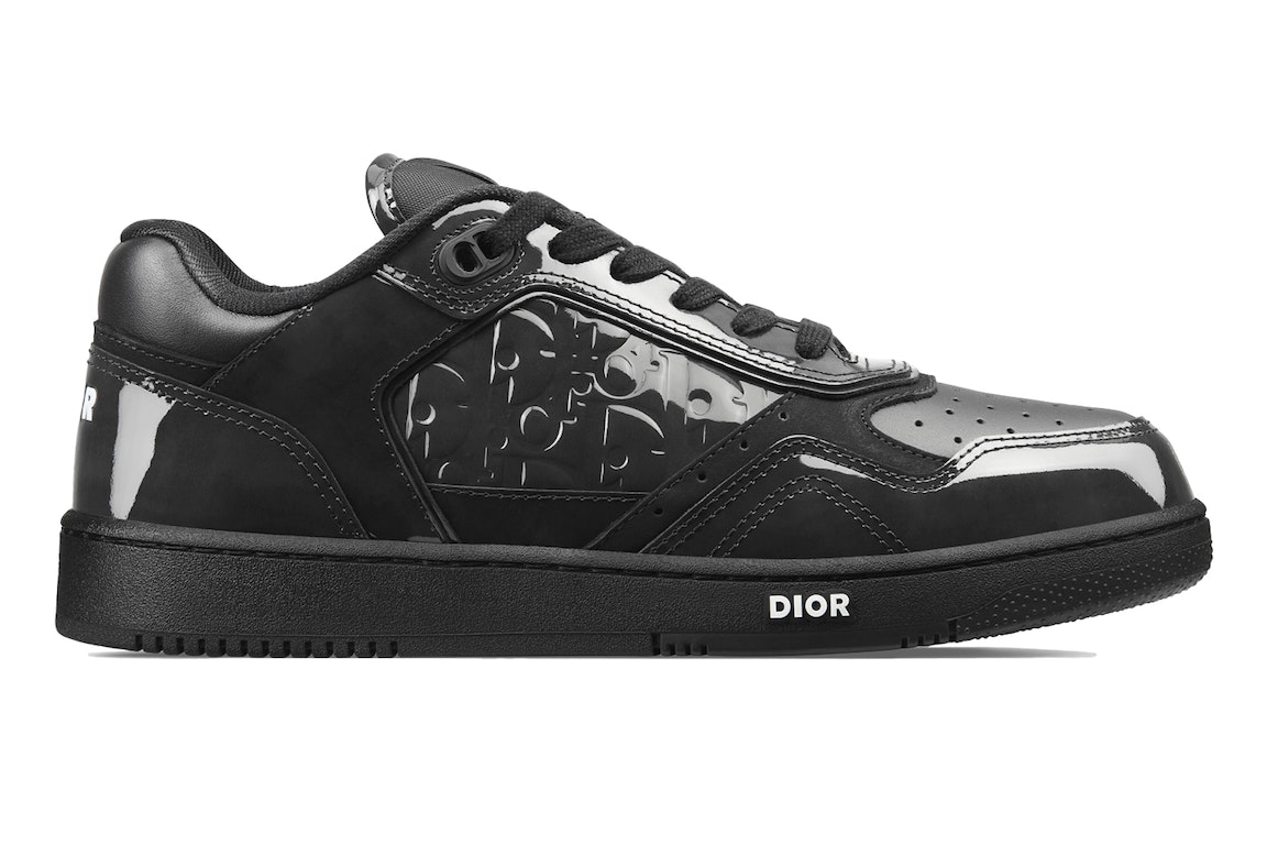 Pre-owned Dior B27 Low Black Patent  Oblique Gravity Embossed In Black Patent Calfskin/ Oblique Gravity Leather