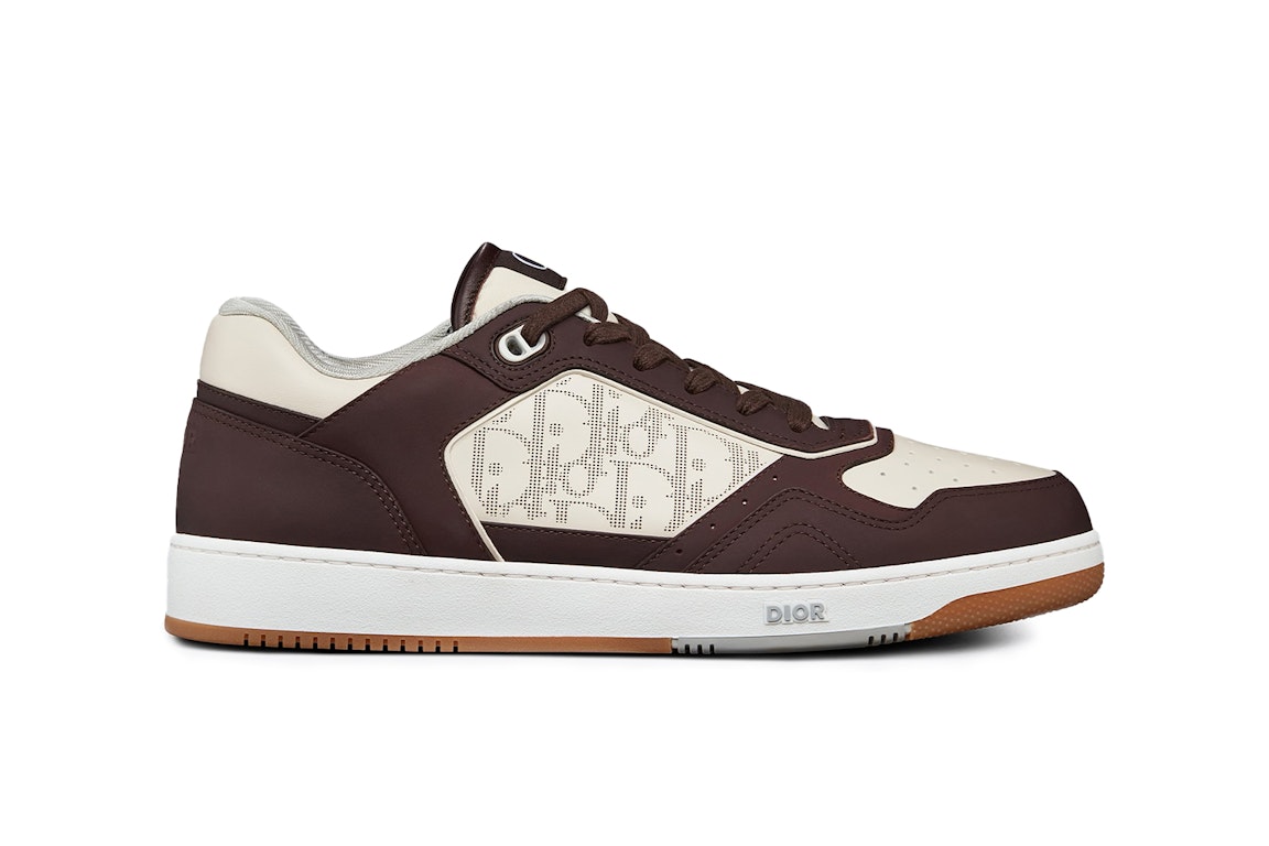 Pre-owned Dior B27 Low Brown White Oblique Leather In Brown/white/oblique