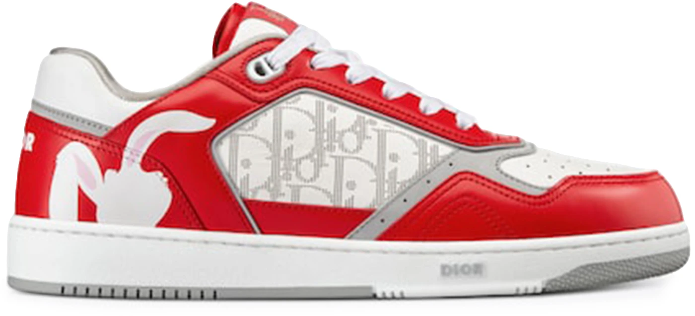 Dior B27 Low ERL Red and White Smooth Calfskin and White Dior Oblique ...