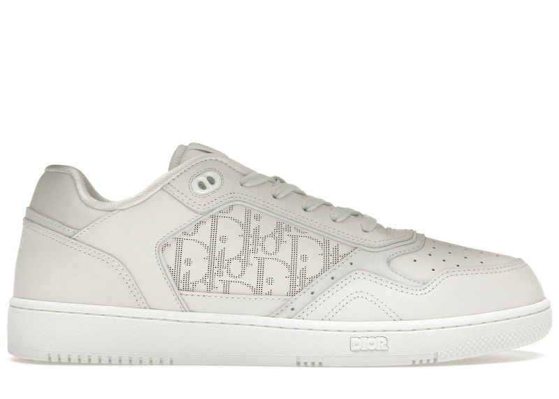Pre-owned Dior Men's B27 Lowtop Calfskin Sneakers In White/grey In Gray