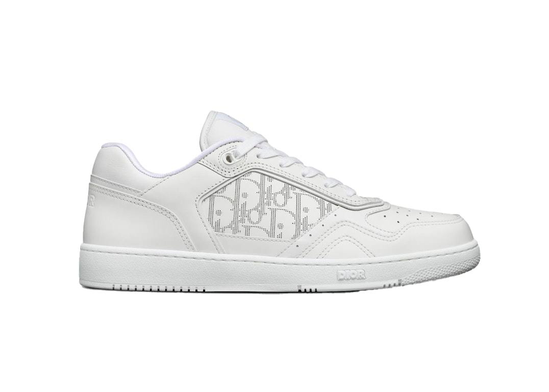 Pre-owned Dior B27 Low-top White Calfskin In White/grey