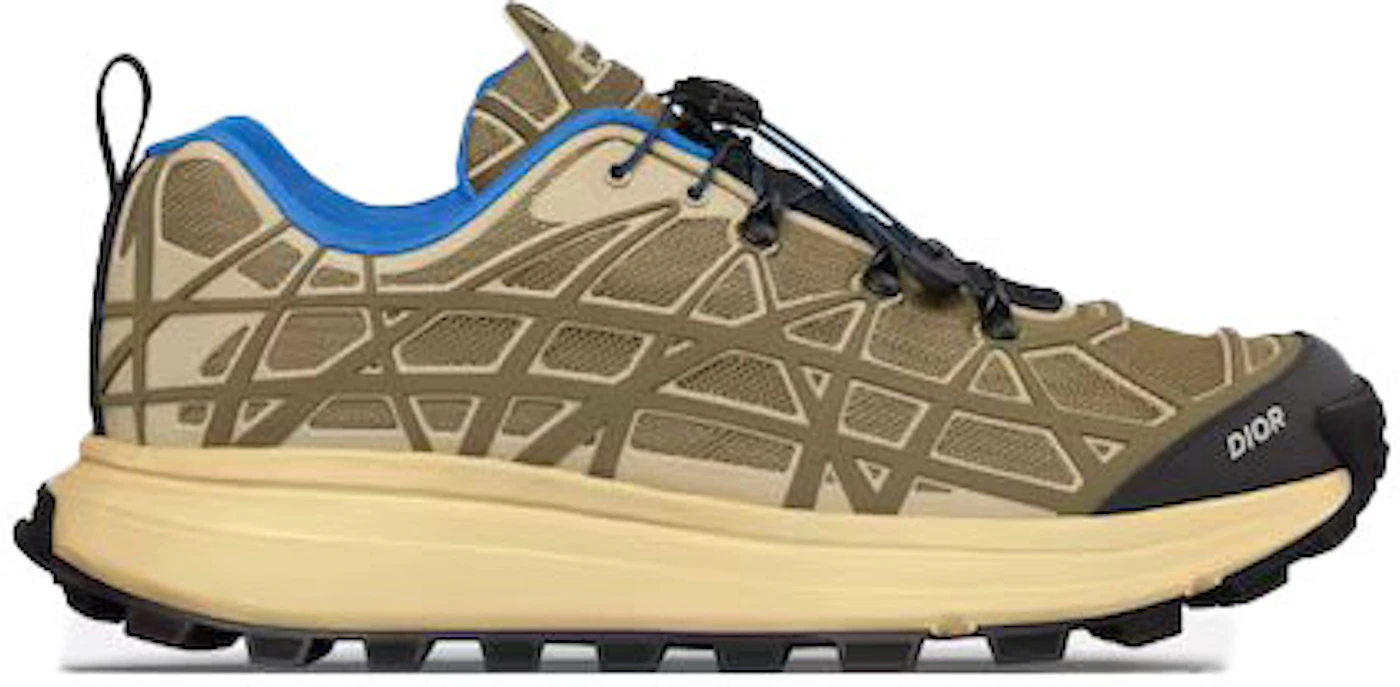 B25 Runner Sneaker Navy Blue and Cream Smooth Calfskin with Beige and Black  Dior Oblique Jacquard