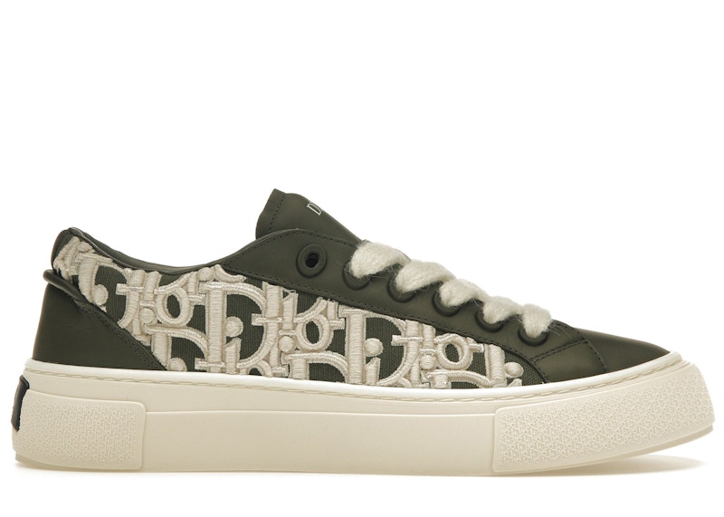 Dior B33 Sneaker Khaki Smooth Calfskin Oblique Raised