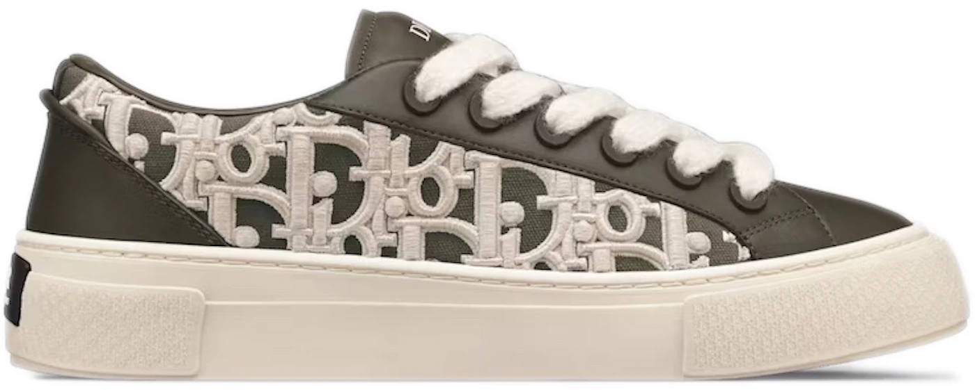 Dior B33 Sneaker Khaki Smooth Calfskin Oblique Raised Embroidery ...