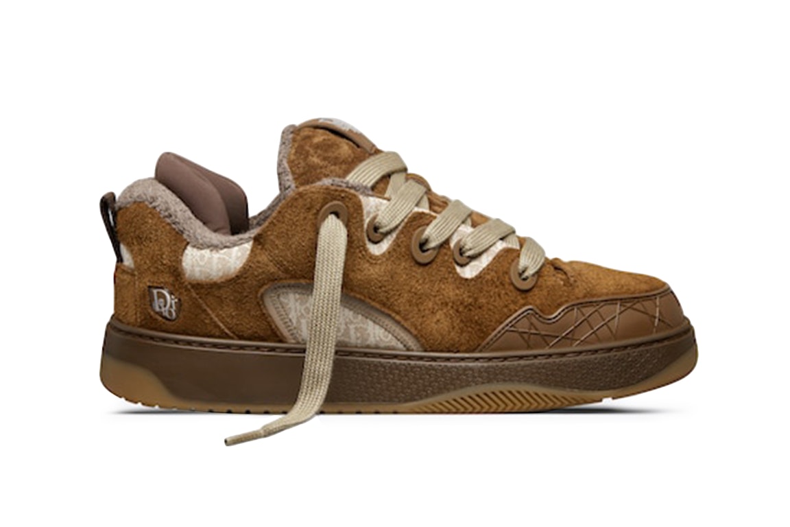 Pre-owned Dior B9s Skater Erl Brown Suede With Brown And Beige  Oblique Jacquard In Brown/beige