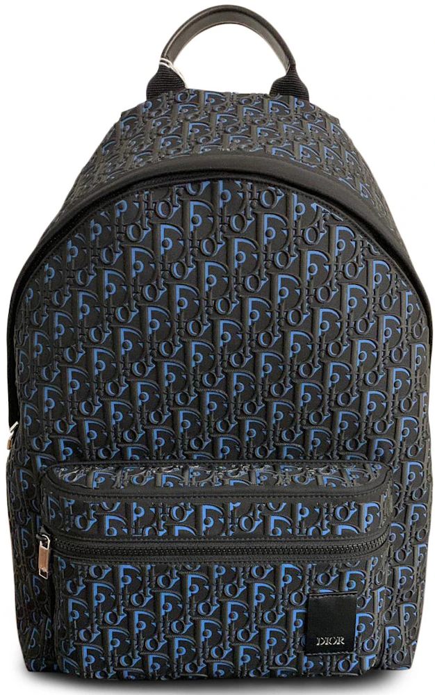 CHRISTIAN DIOR Oblique Rider Backpack Navy Blue Jacquard Canvas