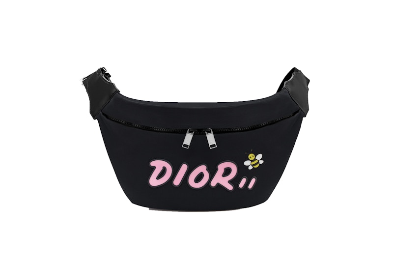 Dior x Kaws Belt Bag Pink Logo Nylon 