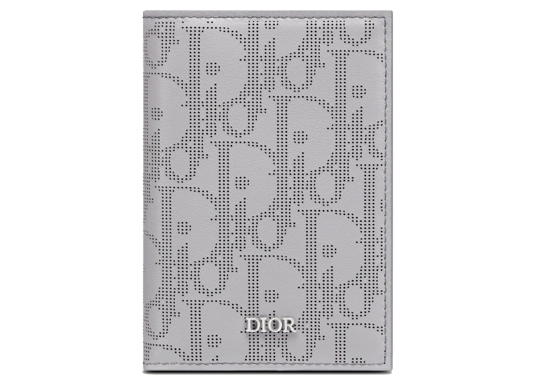 Pre-owned Dior Bi-fold Card Holder Oblique Galaxy Gray