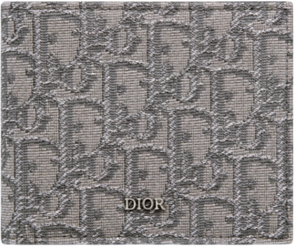 Dior Bi-Fold Wallet Dior Oblique Jacquard Ruthenium/Gray in Canvas with ...
