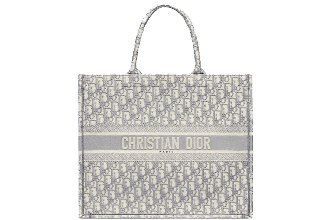 Dior Book Tote Oblique Embroidery Gray