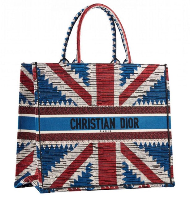 Dior Book Tote Union Jack Red White Blue in Canvas - US