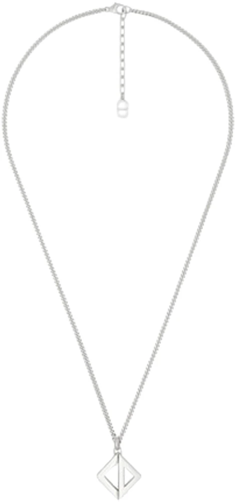 Dior CD Diamond Pendant Necklace Silver in Sterling Silver with Silver ...