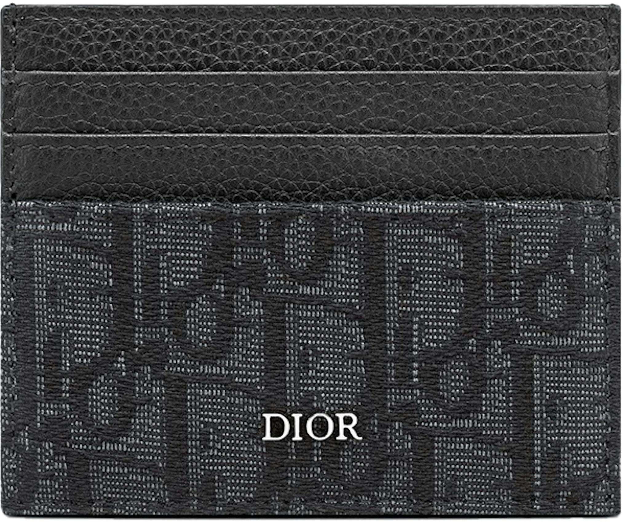 Dior Oblique Business Card Holder Jacquard Beige for Women