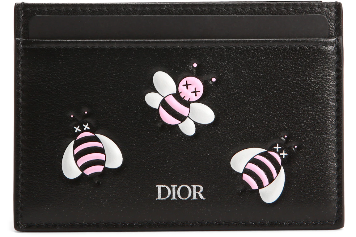 Dior x Kaws Card Holder Pink Bees Black