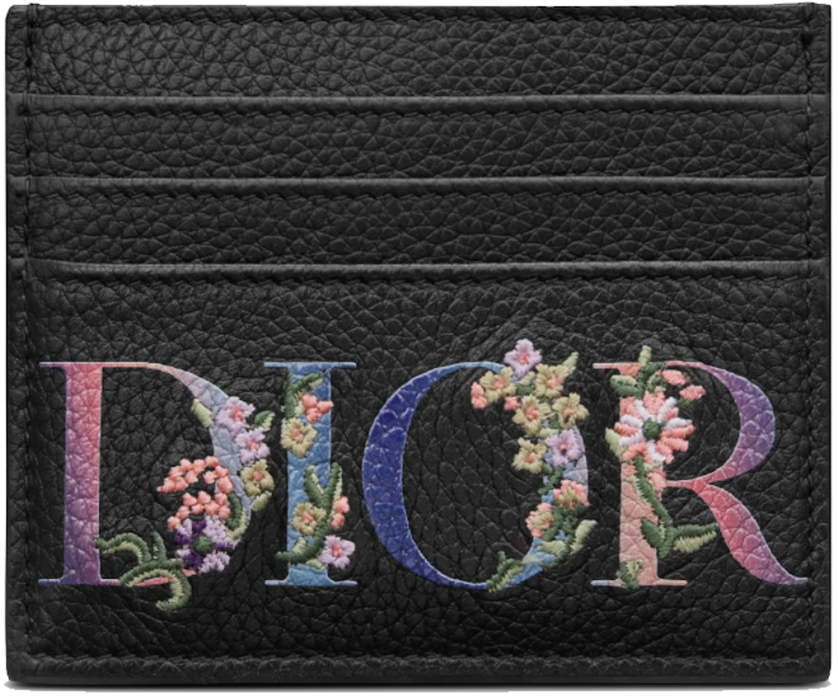 Zipped Card Holder Black Dior Oblique Jacquard and Grained