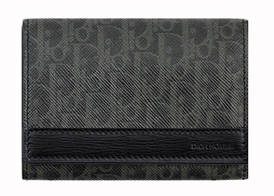 Dior (6-Slot) Card Holder Oblique Jacquard Gray in Leather with Silver-tone  - US