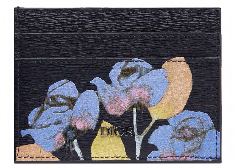 Dior Card Holder Textured Calfskin Alex Foxton Print Navy Dior Card Holder Textured Calfskin Alex Foxton Print Navy