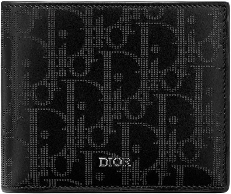 Dior Compact Wallet Oblique Jacquard Black in Leather with Silver-tone - US