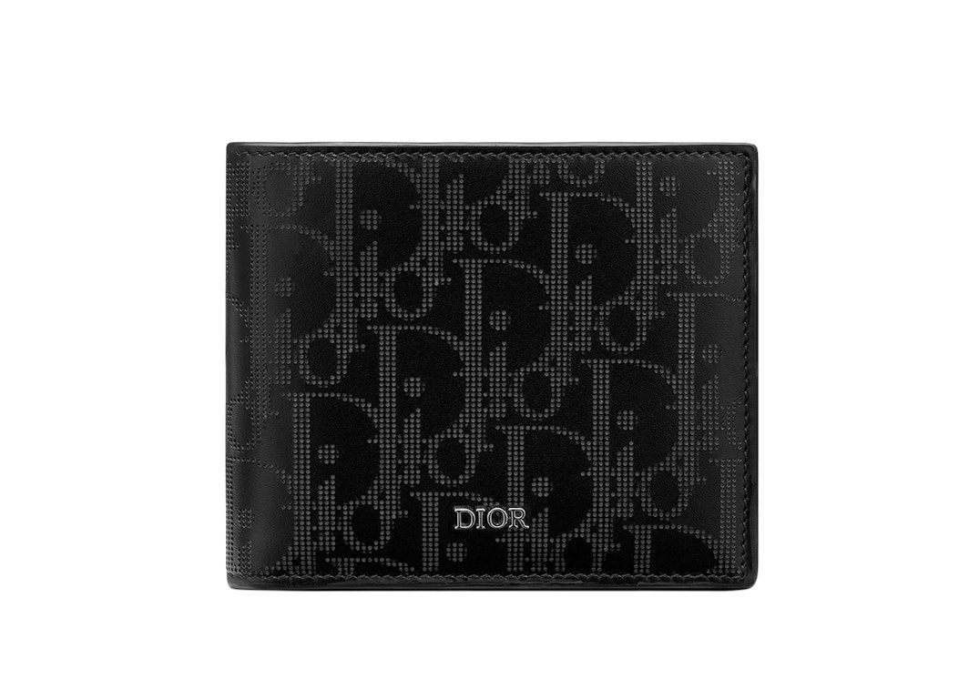 Pre-owned Dior Compact Wallet Oblique Jacquard Black