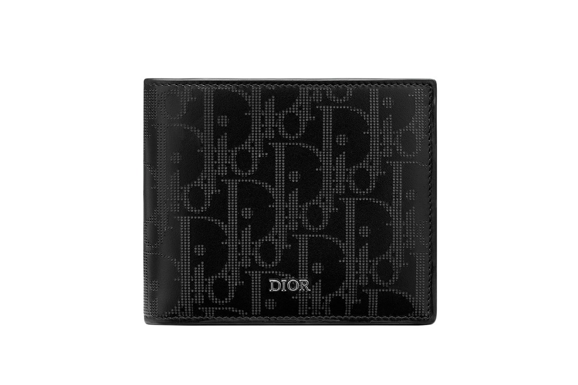 Pre-owned Dior Compact Wallet Oblique Jacquard Black