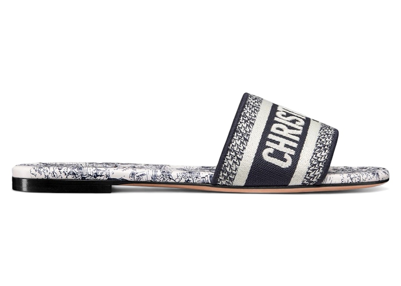 Pre-owned Dior Dway Slide Embroidered (women's) Sneakers In Deep Blue