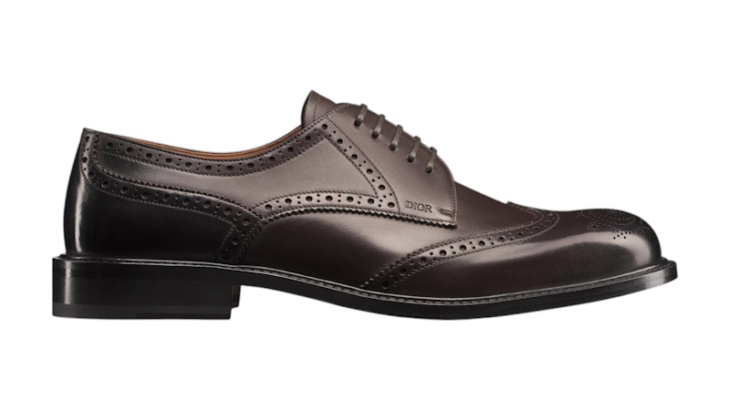 Dior Embassy Derby Brogue in Black Calfskin with Patina Finish